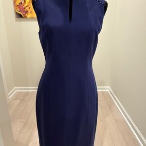Elie Tahari Navy Sleeveless Midi Dress- size 8